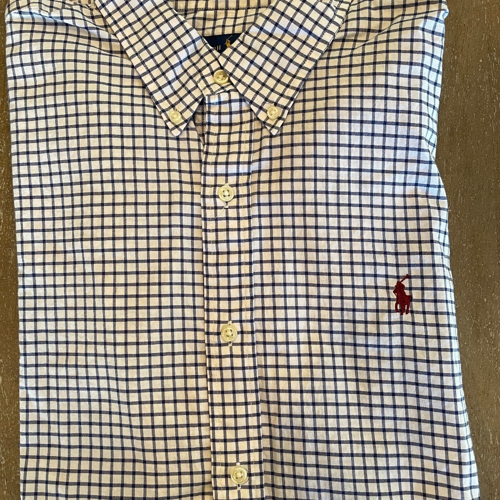 Ralph Lauren XL Button Down Long Sleeve Shirt Blue Check